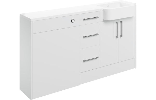 Aria 1542mm Basin WC & 3 Drawer Unit Pack (LH) - White Gloss