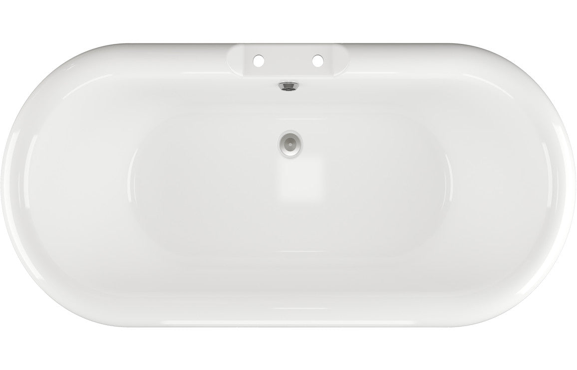 Hamilton Free Standing 1690x740x620mm 2TH Bath w/Feet - White