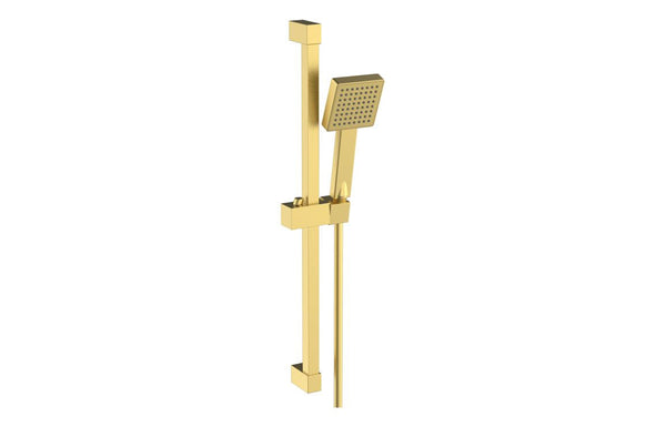 Square Slider Rail Kit & Single Mode Handset - Brushed Brass