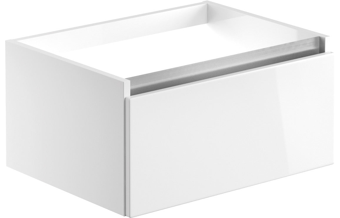 Elysium 600mm 1 Drawer Wall Hung Basin Unit (No Top) - White Gloss