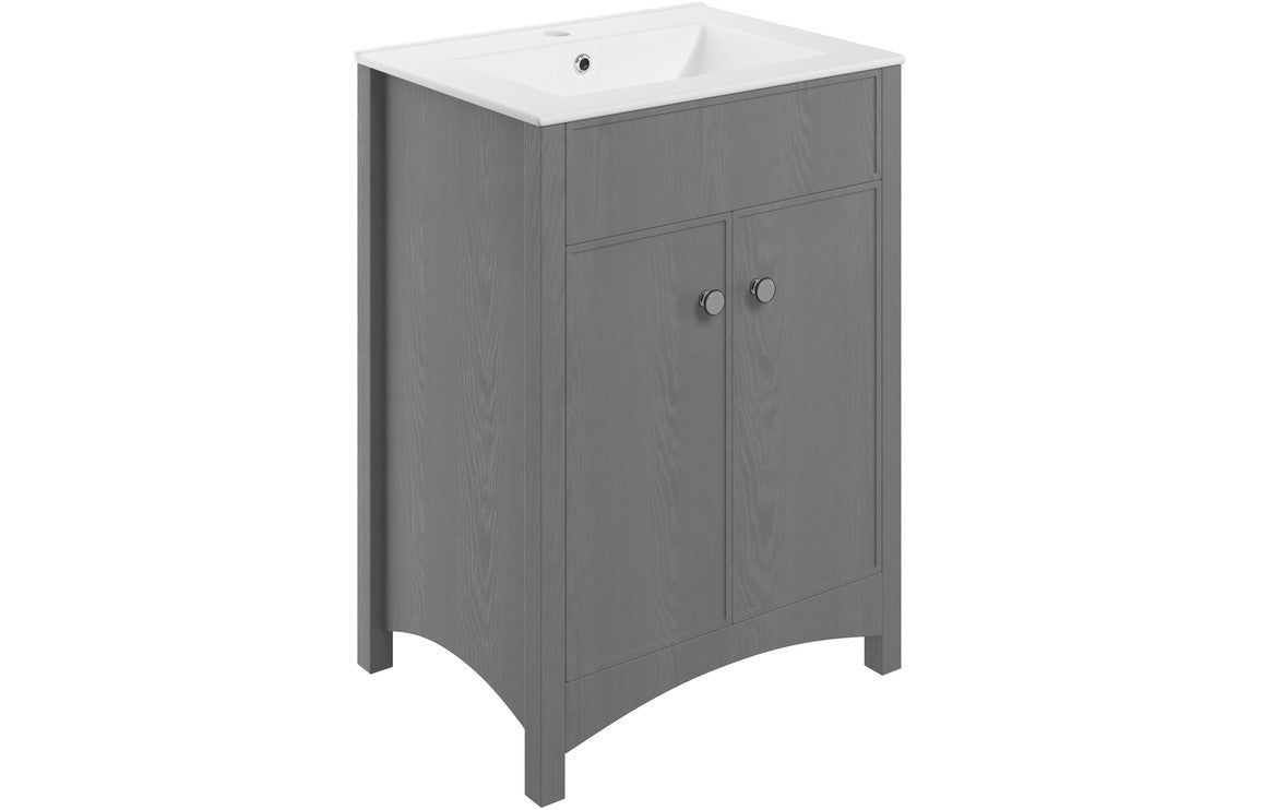 Luminara 610mm Floor Standing Basin Unit (exc. Basin) - Grey Ash