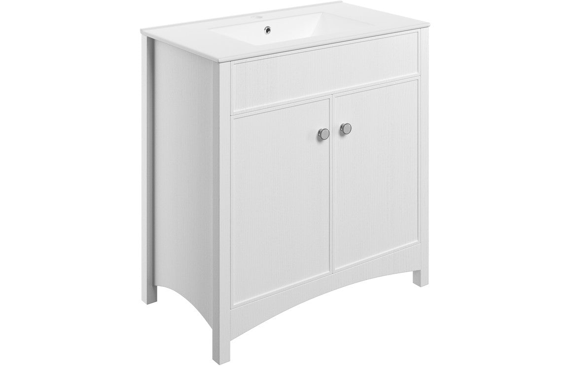 Luminara 810mm Floor Standing Basin Unit & Basin - Satin White Ash
