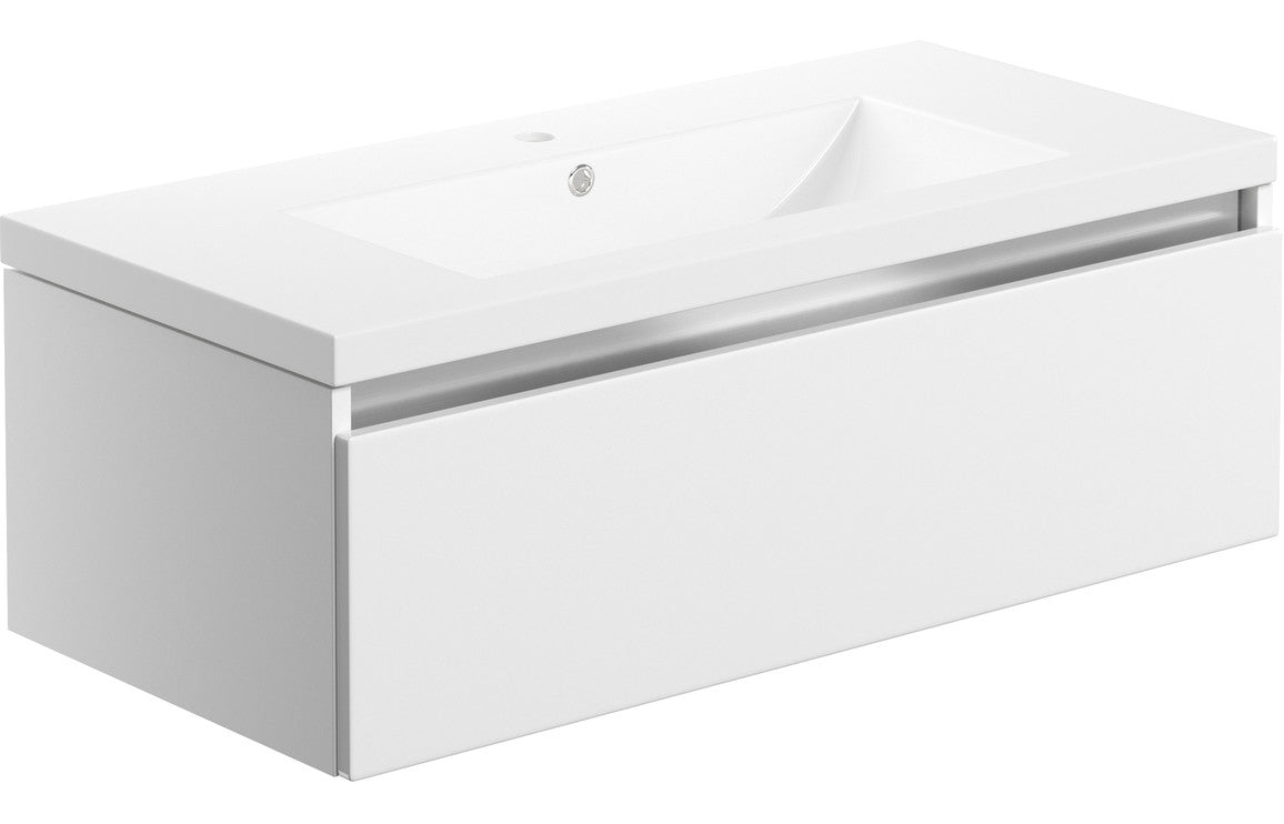 Elysium 815mm 1 Drawer Wall Hung Basin Unit Inc. Basin - White Gloss