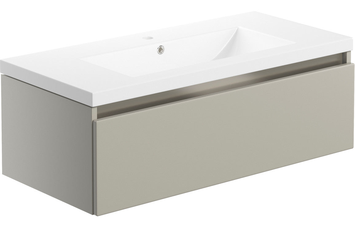 Elysium 815mm 1 Drawer Wall Hung Basin Unit Inc. Basin - Latte