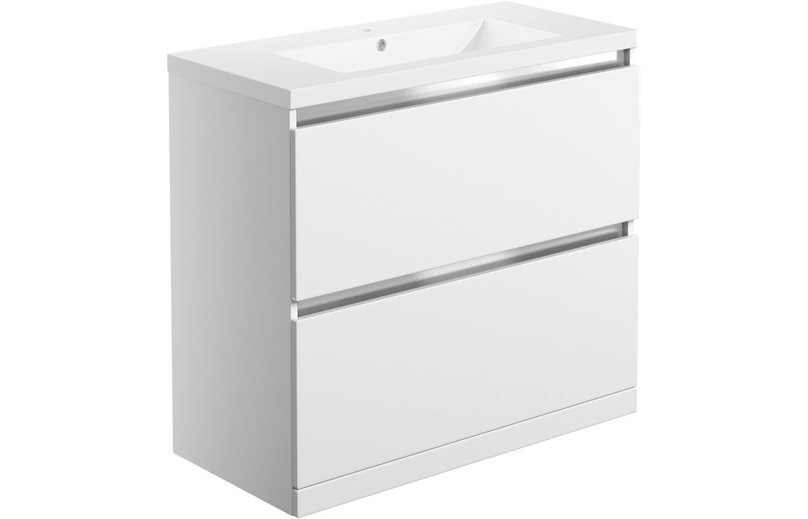 Elysium 815mm 2 Drawer Floor Standing Basin Unit Inc. Basin - White Gloss