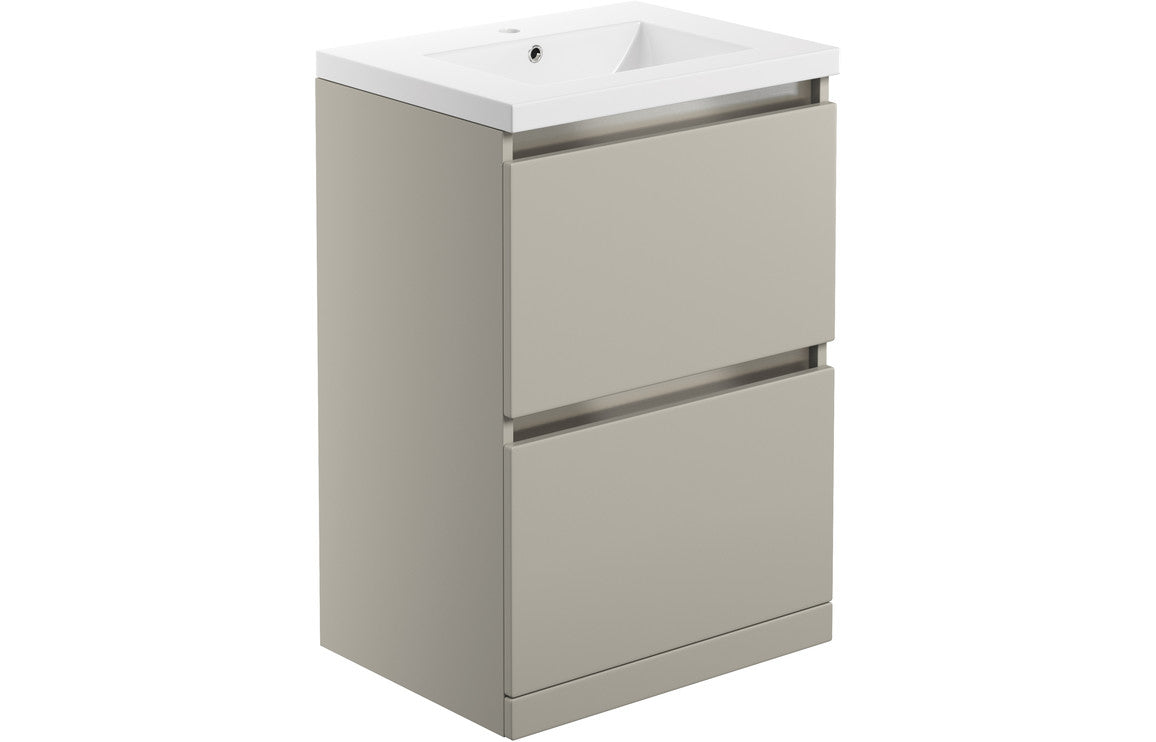 Elysium 615mm 2 Drawer Floor Standing Basin Unit Inc. Basin - Latte