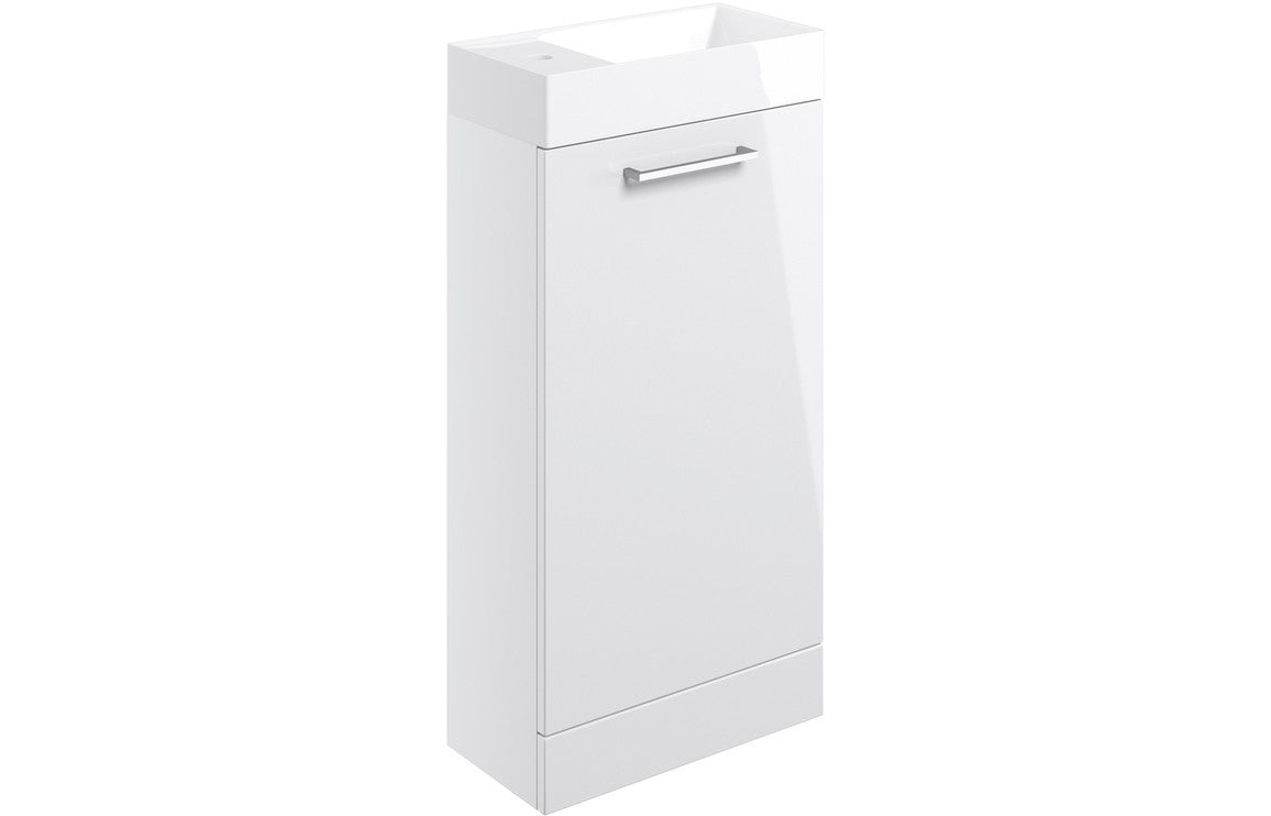 Vivido 410mm Floor Standing 1 Door Basin Unit & Basin - White Gloss