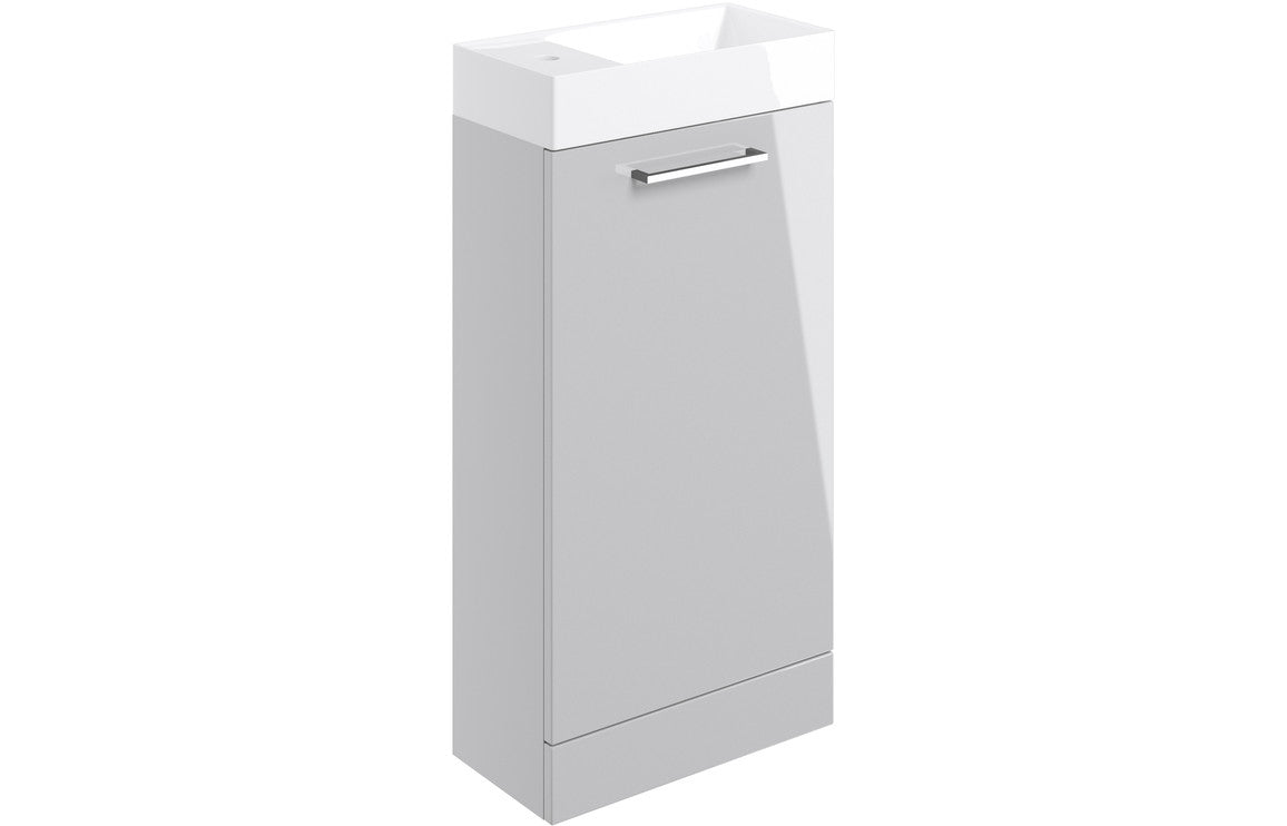 Vivido 410mm Floor Standing 1 Door Basin Unit & Basin - Grey Gloss