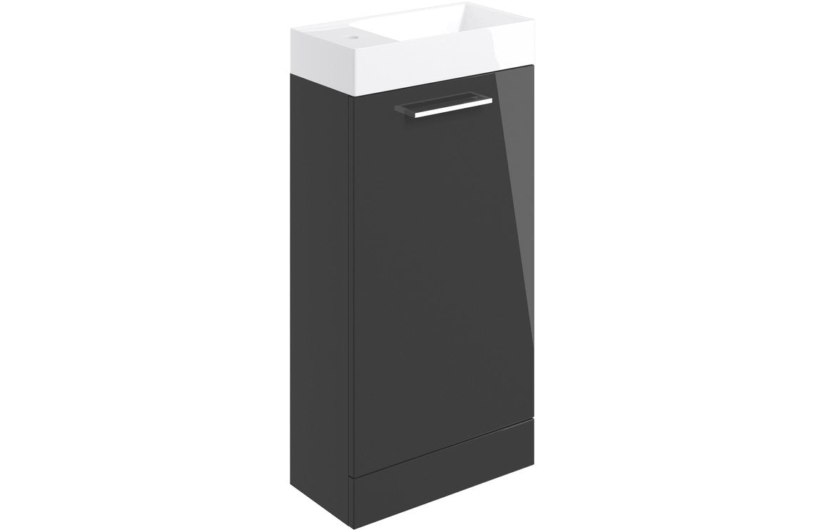 Vivido 410mm Floor Standing 1 Door Basin Unit & Basin - Anthracite Gloss