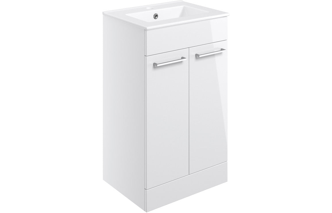Vivido 510mm Floor Standing 2 Door Basin Unit & Basin - White Gloss