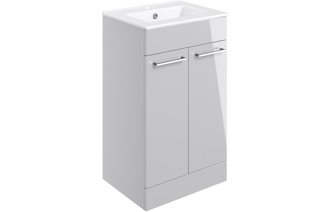 Vivido 510mm Floor Standing 2 Door Basin Unit & Basin - Grey Gloss