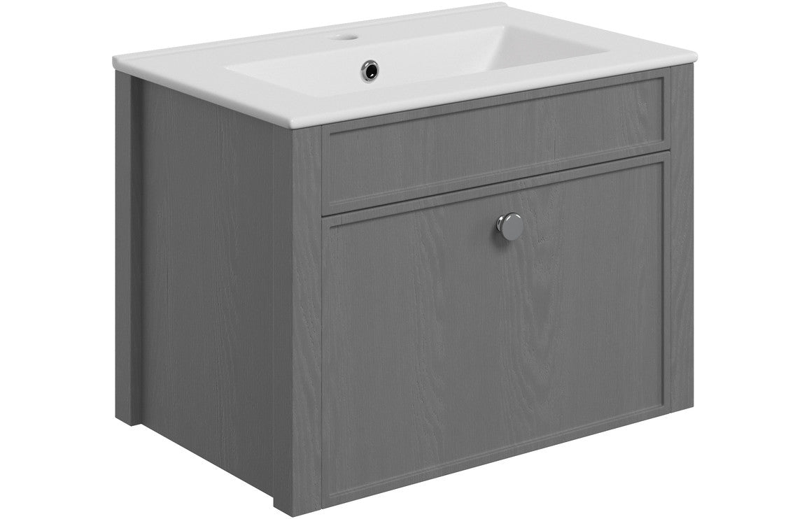 Luminara 605mm Wall Hung Basin Unit (exc. Basin) - Grey Ash