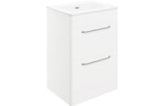 Genesis 610mm 2 Drawer Floor Unit & Basin - White Gloss