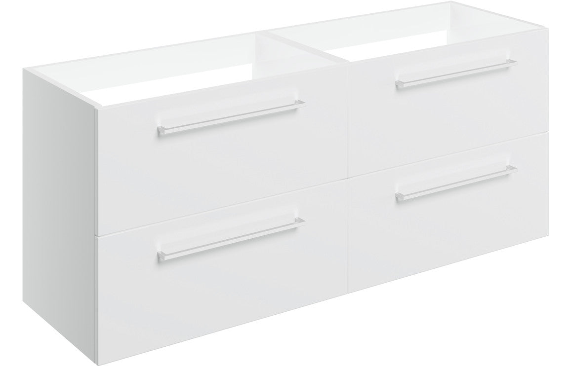 Vivido 1180mm Wall Hung 2 Drawer Basin Unit Run (No Top) - White Gloss