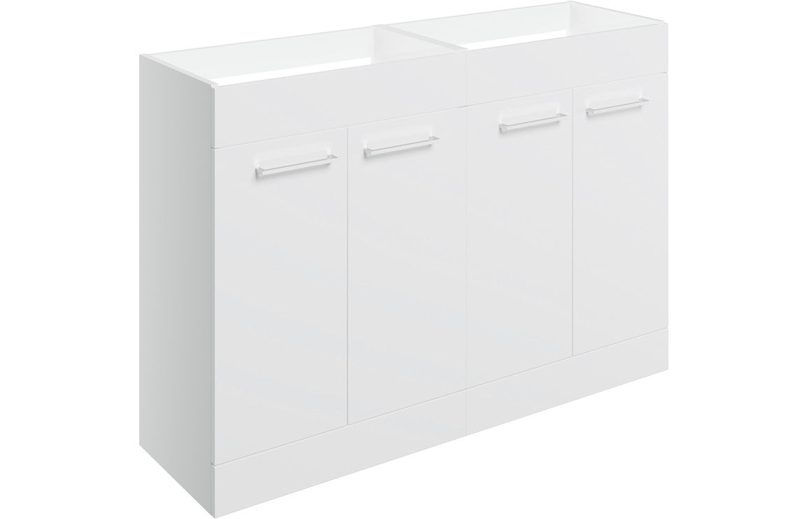 Vivido 1180mm Floor Standing 2 Door Basin Unit Run (No Top) - White Gloss