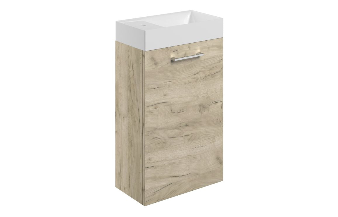 Vivido 410mm Wall Hung 1 Door Basin Unit & Basin - Oak