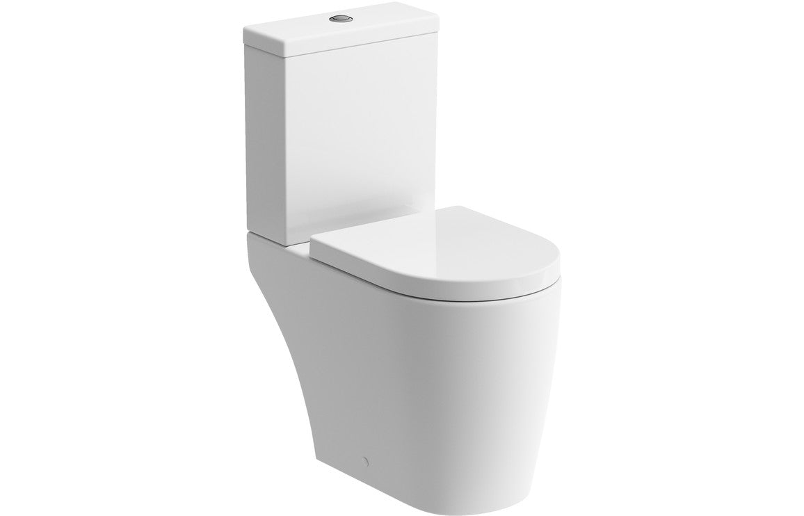 Dania Rimless Close Coupled Open Back WC & Soft Close Seat