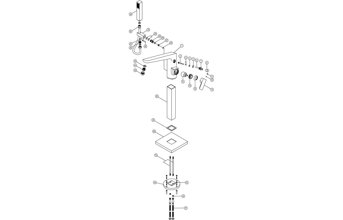 Beyra Floor Standing Bath/Shower Mixer - Matt Black