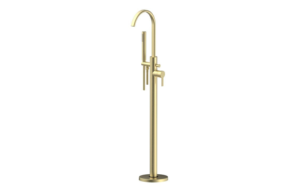 Evolve Floor Standing Bath/Shower Mixer - Brushed Brass
