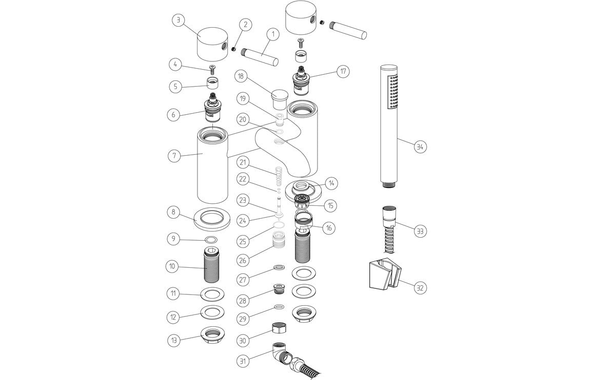 Sirena Bath/Shower Mixer & Bracket - Chrome