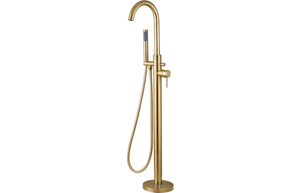 Sirena Floor Standing Bath/Shower Mixer - Brushed Brass