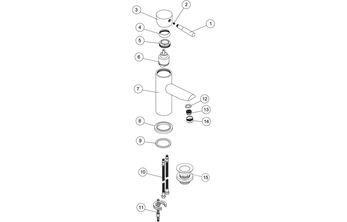 Belleria Basin Mixer & Waste - Chrome