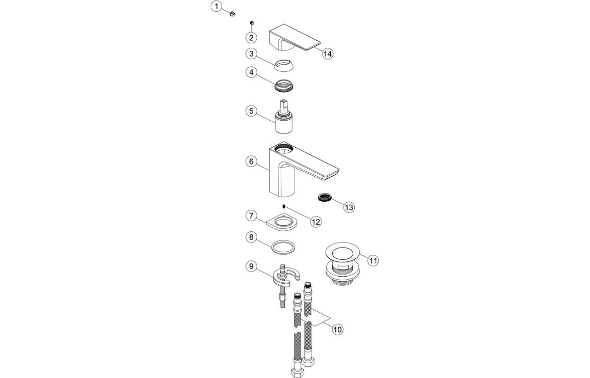 Beyra Cloakroom Basin Mixer & Waste - Matt Black