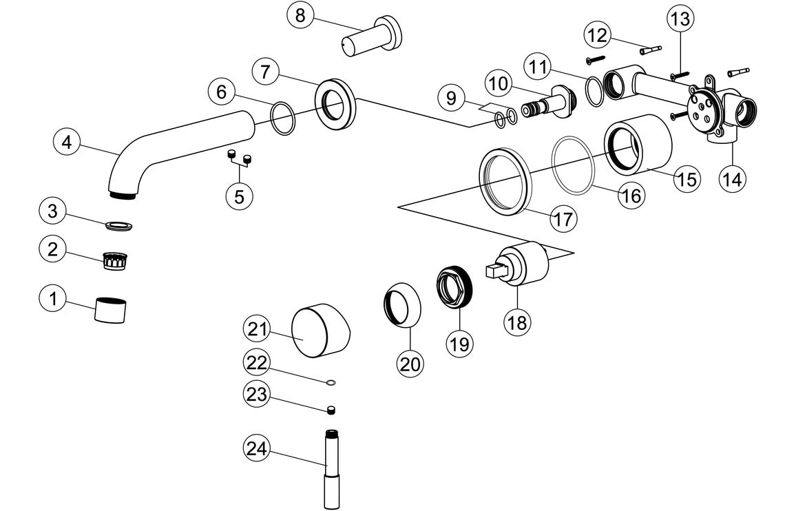 Sirena Wall Mounted Basin Mixer - Brushed Brass