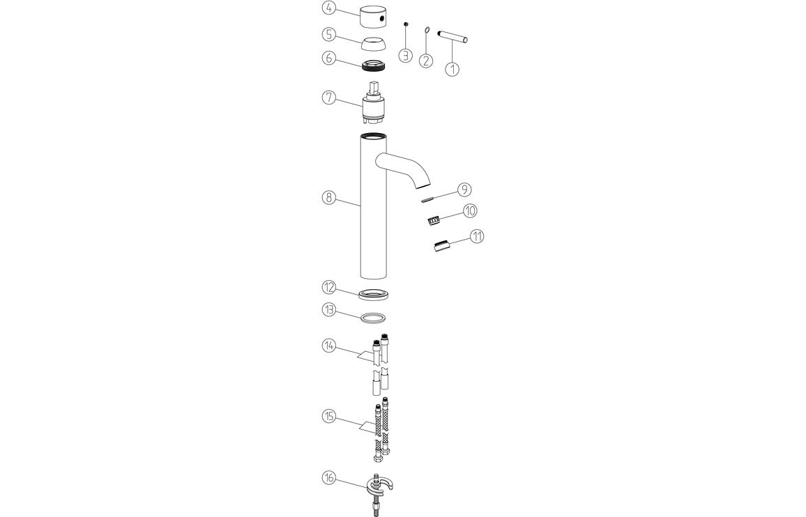 Sirena Tall Basin Mixer - Brushed Brass