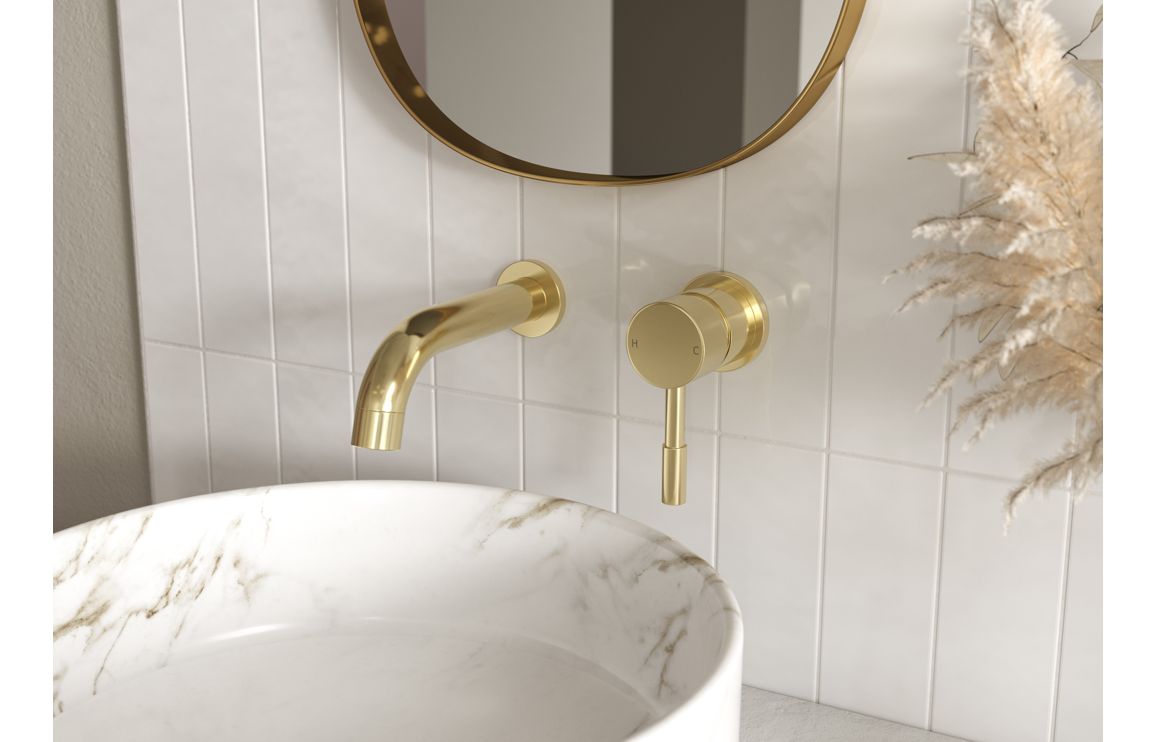 Sirena Wall Mounted Basin Mixer - Brushed Brass