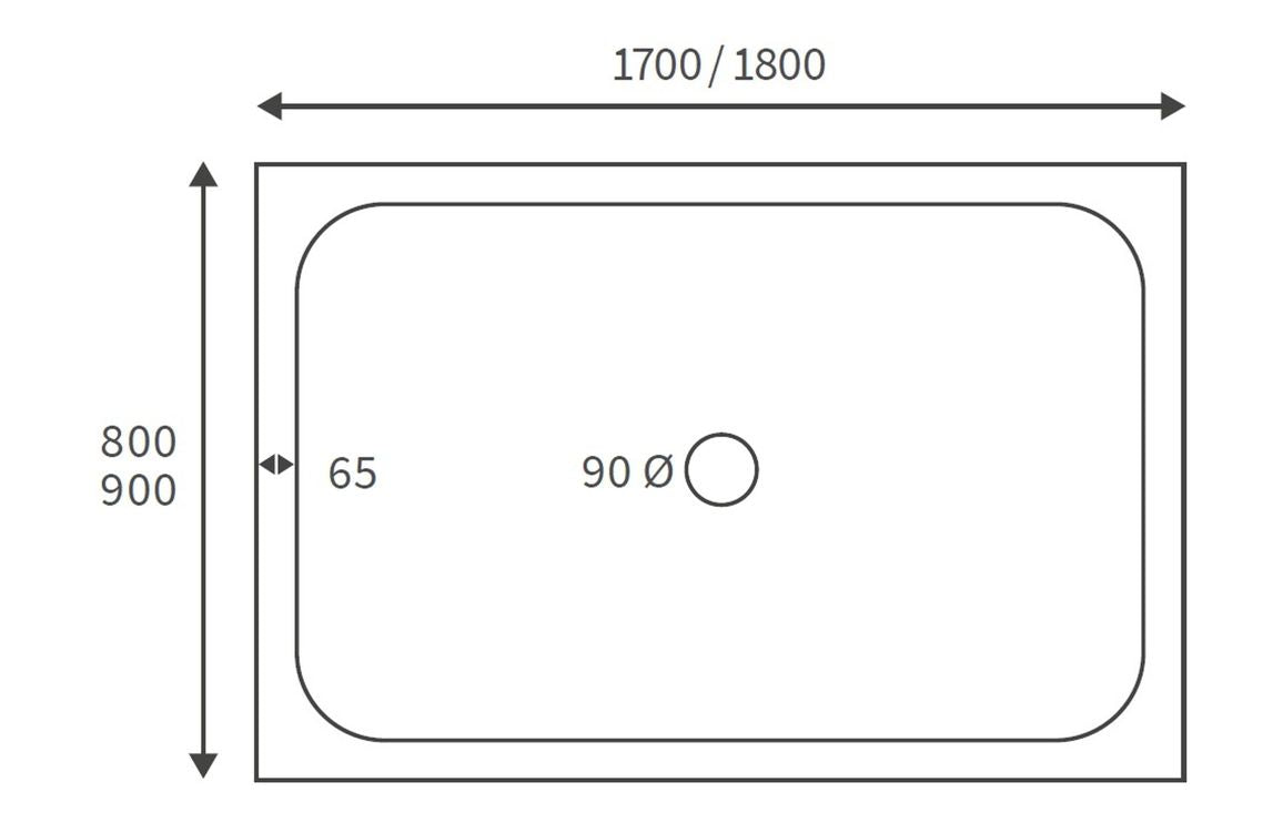 45mm Low Profile 1700x900mm Rectangular Tray & Waste