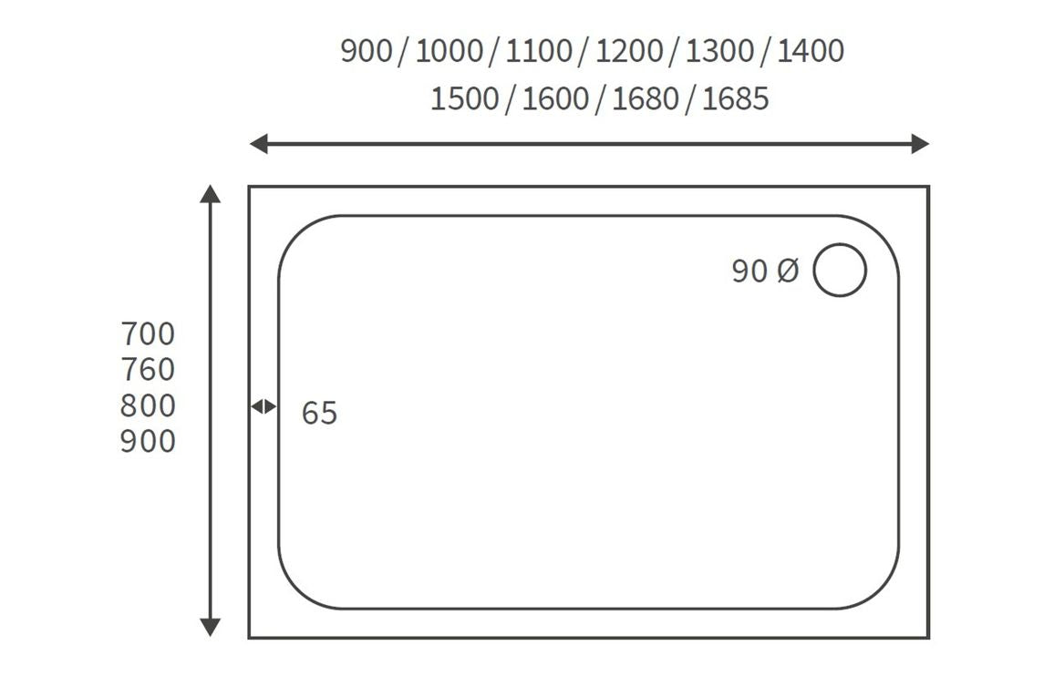 45mm Low Profile 1200x800mm Rectangular Tray & Waste