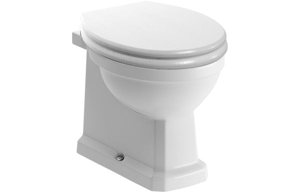 York Back To Wall WC & Satin White Wood Effect Seat