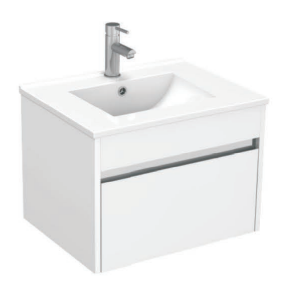 Monza 600mm Wall Hung Waterproof PVC Vanity Unit and Basin One Drawer
