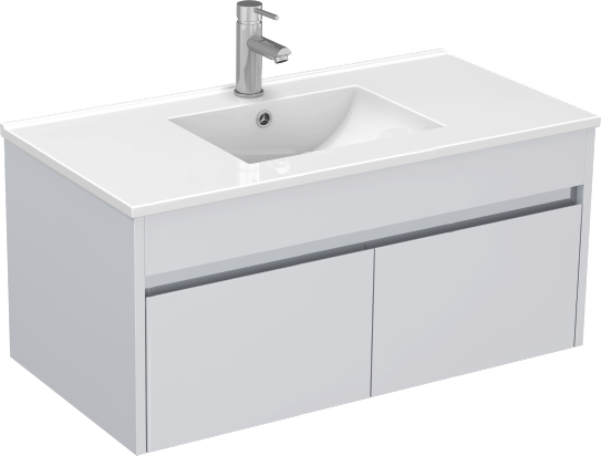 Monza 900mm Wall Hung Waterproof PVC Vanity Unit and Basin One Drawer