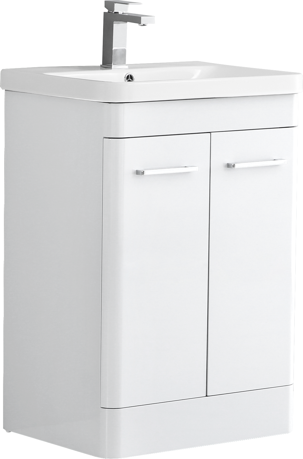 Camber 600mm Waterproof Curved Door PVC Vanity Unit and Basin