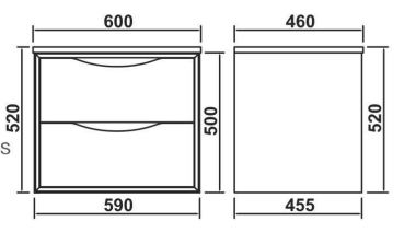 Contrast 600mm Wall Hung Waterproof PVC Vanity Unit and Basin Two Drawer