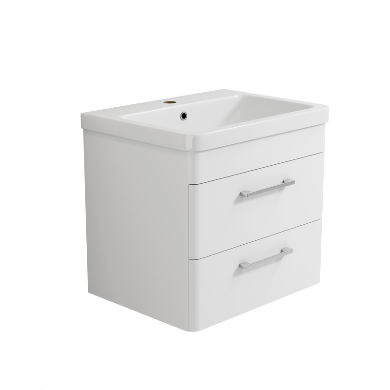 Bliss 600mm Waterproof Curved Wall Hung PVC Vanity Unit With Drawers a