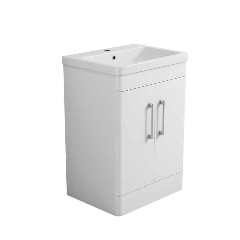 Bliss 600mm Waterproof Curved PVC Vanity Unit With Doors and Basin