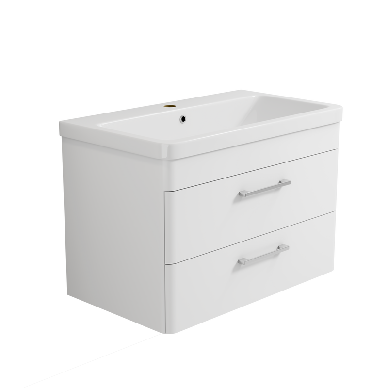 Bliss 800mm Waterproof Curved Wall Hung PVC Vanity Unit With Drawers a