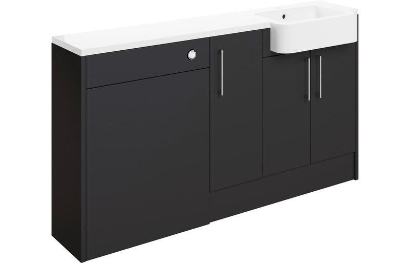 Aria 1542mm Basin WC & 1 Door Unit Pack (RH) - Matt Graphite Grey