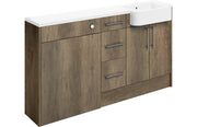 Aria 1542mm Basin WC & 3 Drawer Unit Pack (RH) - Nebraska Oak