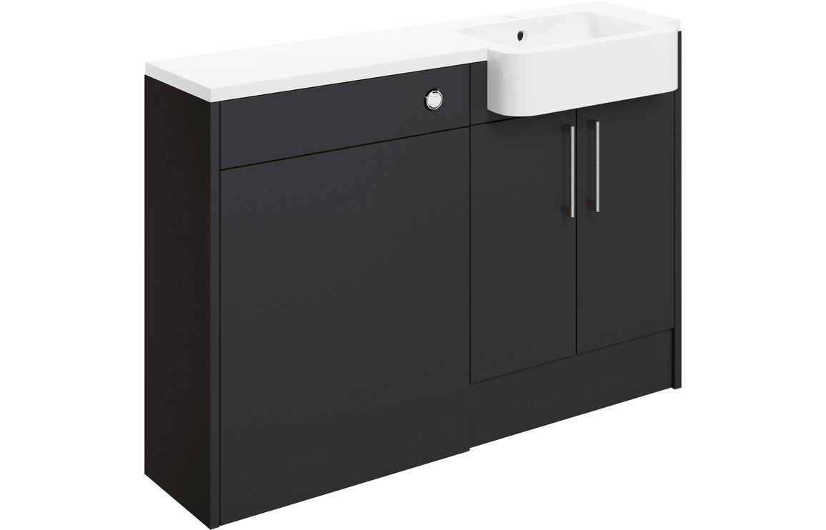 Aria 1242mm Basin & WC Unit Pack (RH) - Matt Graphite Grey