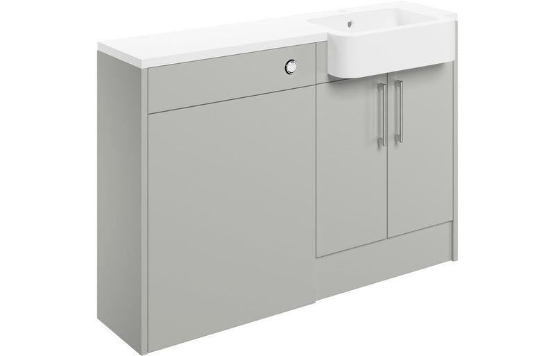 Aria 1242mm Basin & WC Unit Pack (LH) - Light Grey Gloss