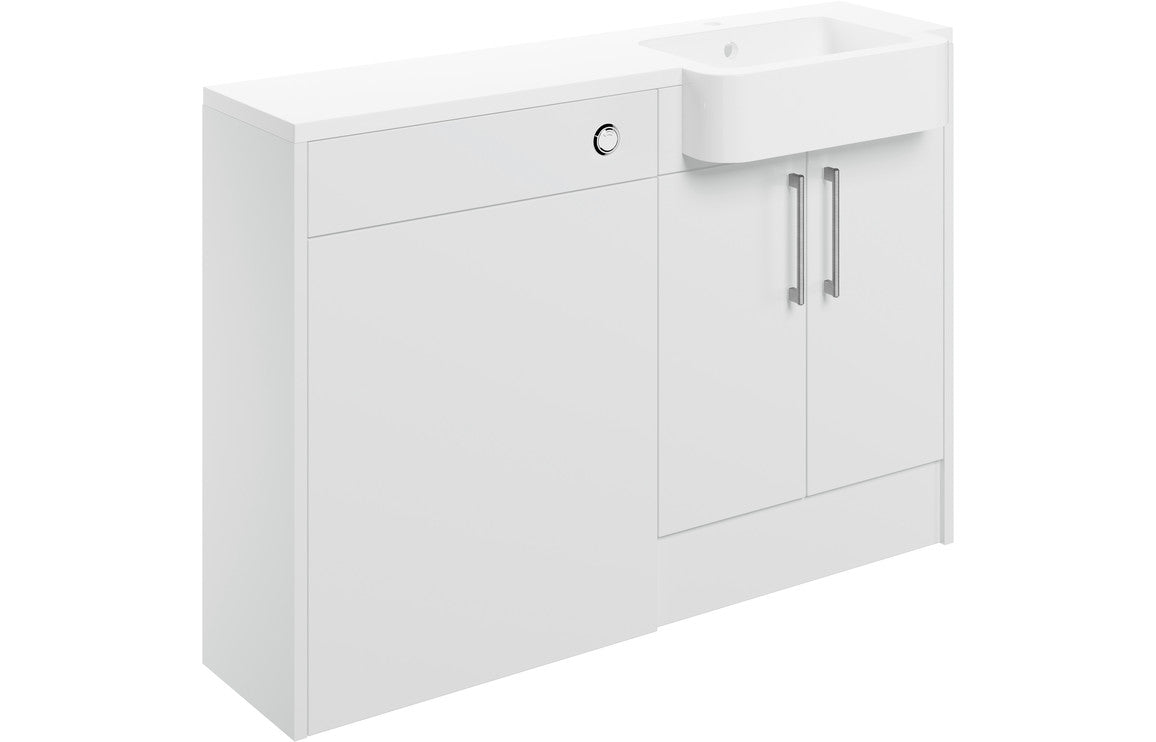 Aria 1242mm Basin & WC Unit Pack (LH) - White Gloss