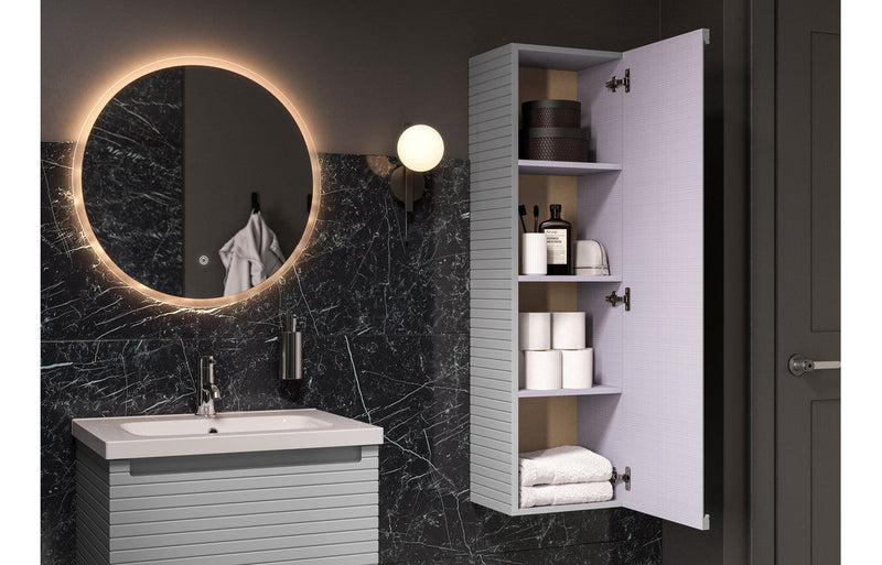 Belleza 350mm Wall Hung 1 Door Tall Unit - Matt Mineral Grey