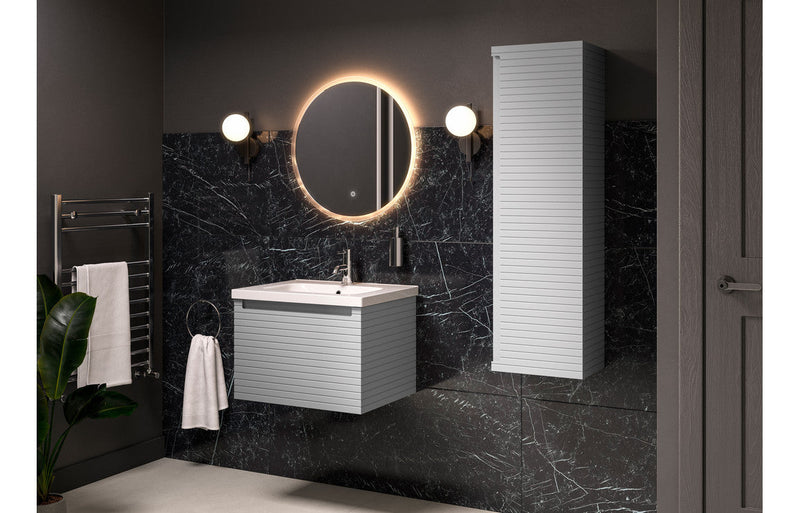 Belleza 600mm Wall Hung 1 Drawer Basin Unit & Worktop - Matt Mineral Grey