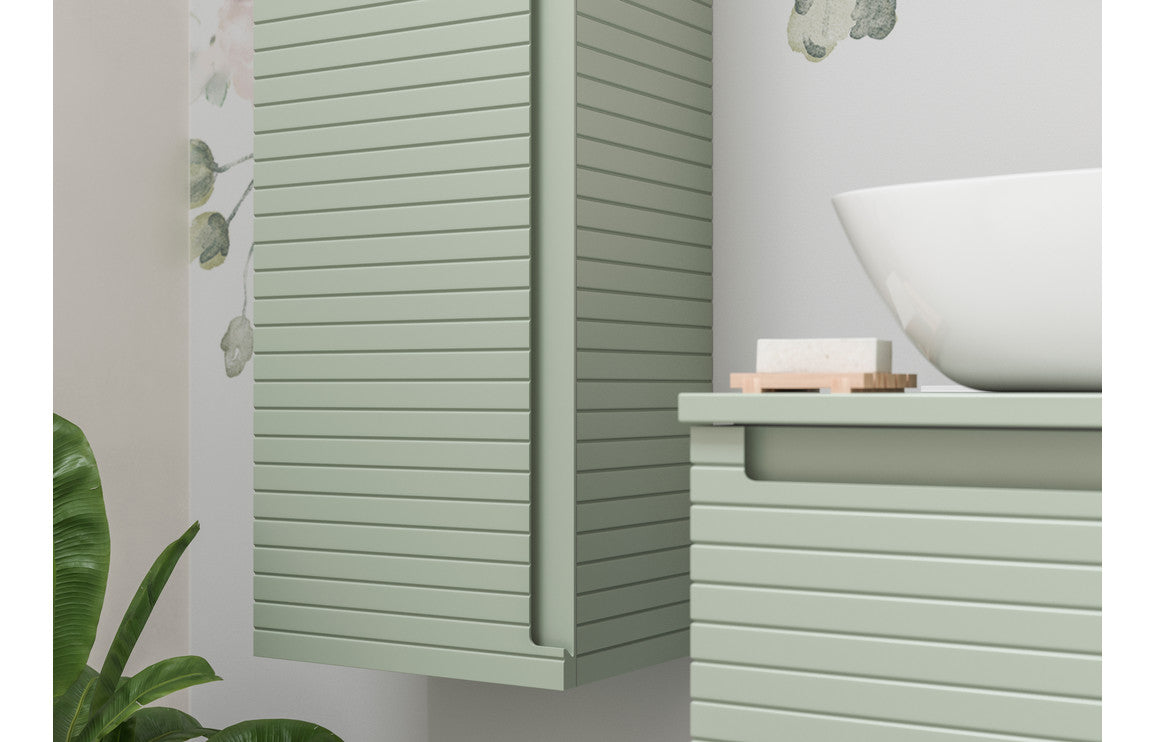 Belleza 615mm Wall Hung 1 Drawer Basin Unit & Basin - Matt Willow Green