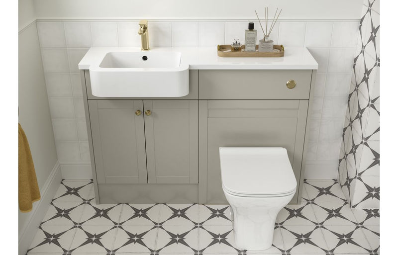 Cello 1542mm Basin WC & 1 Drawer 1 Door Unit Pack (RH) - Matt Latte