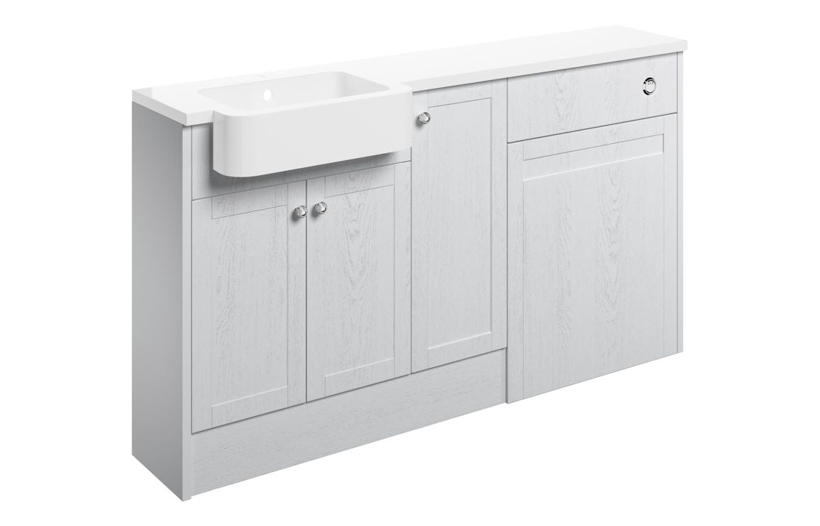 Cello 1542mm Basin WC & 1 Door Unit Pack (RH) - Satin White Ash